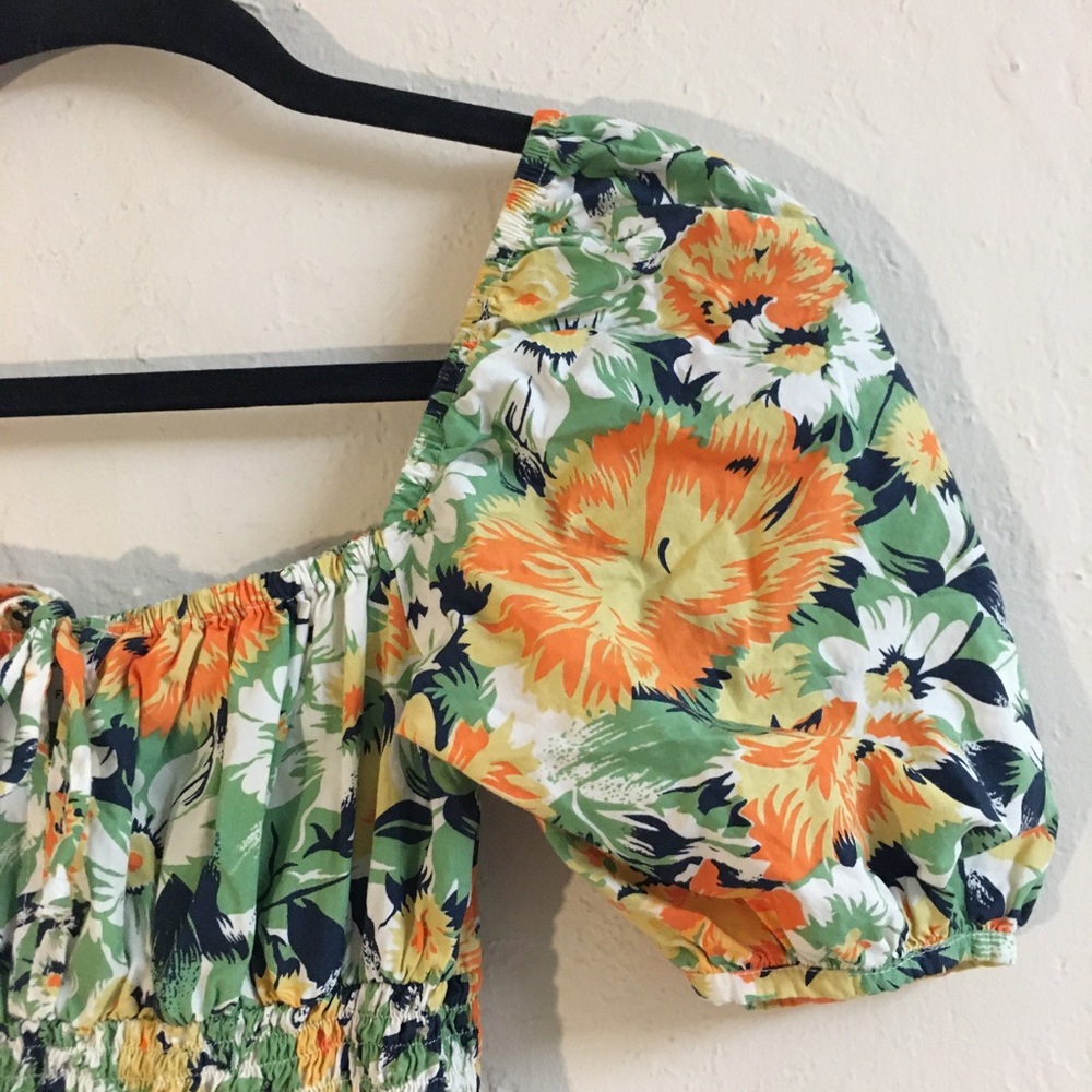 Faithful The Brand 100% Cotton Midi Floral Dress 2 Yellow Spring Easter … - Picture 4 of 14